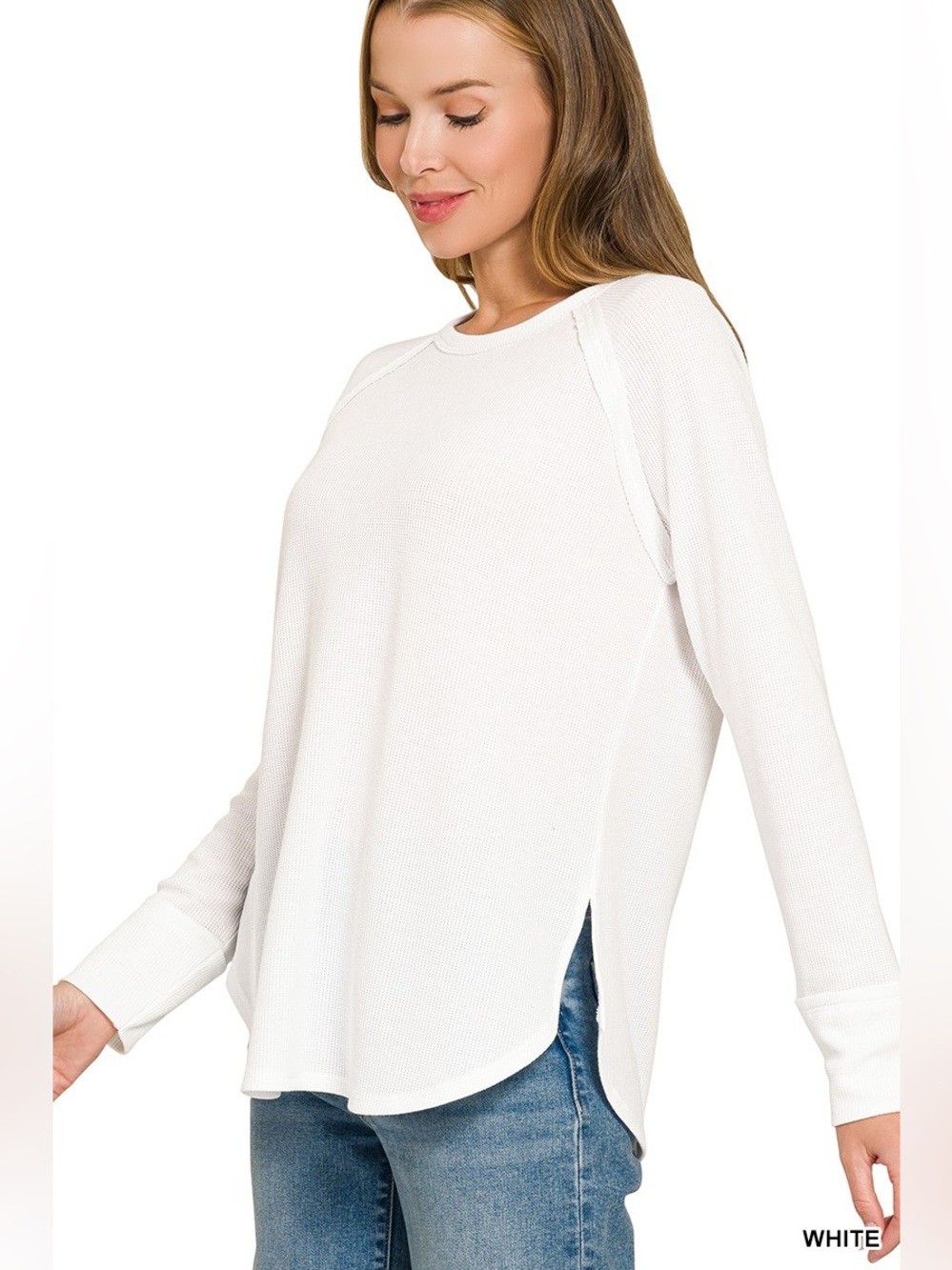 Zenana Baby Waffle Long Sleeve Top - Picture 2 of 4